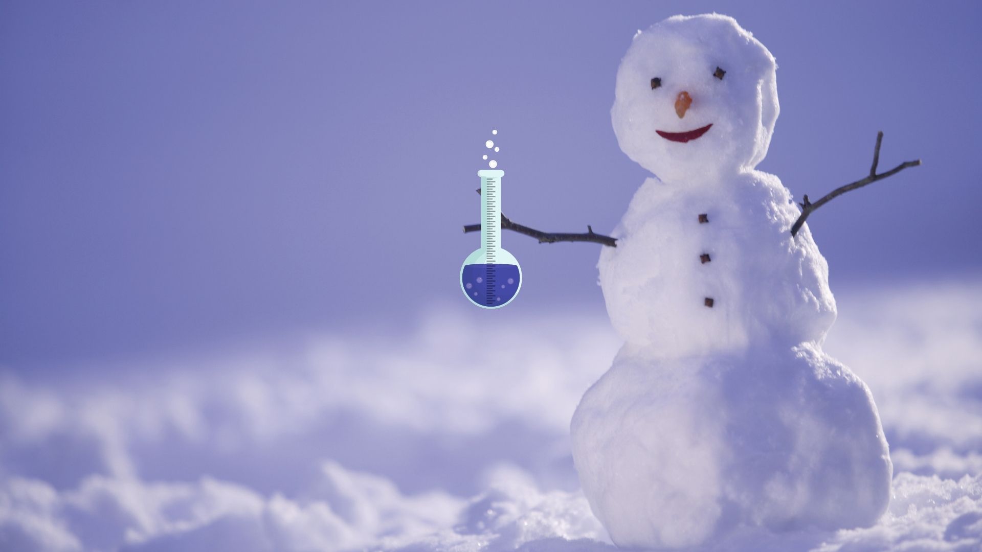 Winter STEM Lesson Plan snow man holding a science flask