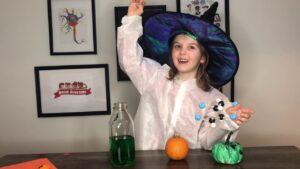 States of Matter experiments by a little girl dressed as a witch